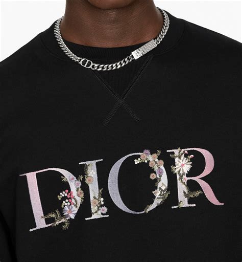 Oversized Dior Flowers Sweatshirt Black Cotton Fleece